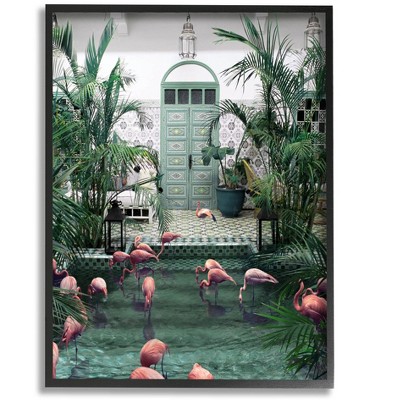 Stupell Industries Tropical Flamingo Pool Resort Framed Giclee Art