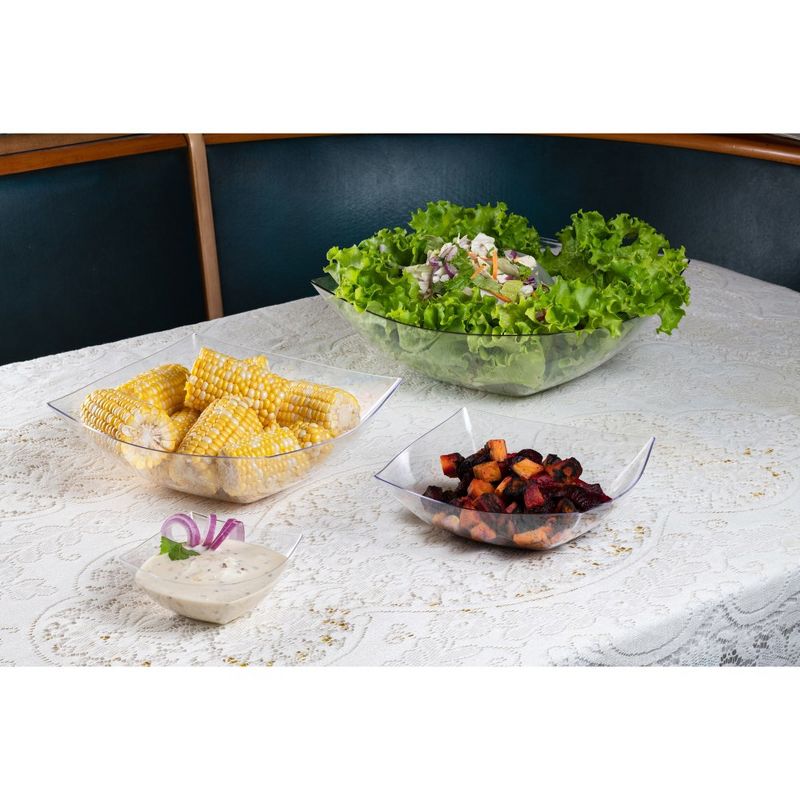 Crown Display Clear Disposable Serving Bowl Squared Convex Bowl - Clear Plastic Bowl for Serving, 3 of 10