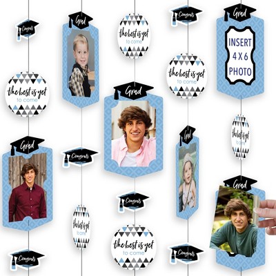 Big Dot of Happiness Light Blue Graduation Party Vertical Photo Garland 35 Pieces