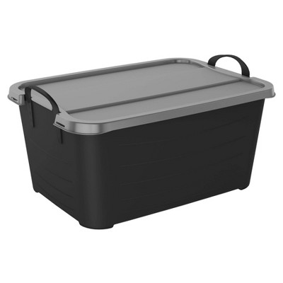 Life Story 55 Quart Black Stackable Lidded Storage Bins, Set of 6