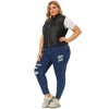 Agnes Orinda Women's Plus Size Trucker Zipper Front Sleeveless Sport Crop Denim Vests - 3 of 4