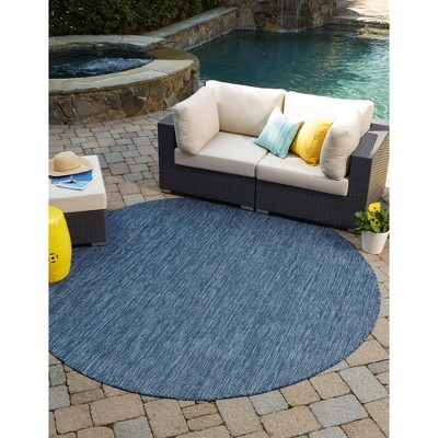 Unique Loom 6' 1 X 6' 1 Round Indoor/outdoor Solid Blue Area Rug : Target