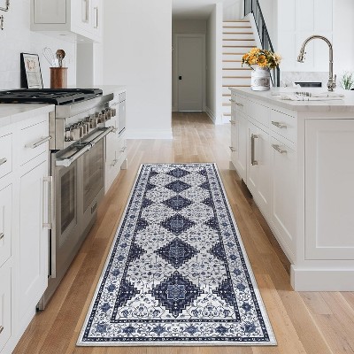 Machine Washable Vintage Rug – Soft Low Pile, Non-Slip, Stain-Resistant, Non-Shedding Carpet for Living Room, Bedroom