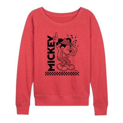 Women's - Disney - Mickey & Friends Lightweight French Terry Wide Neck Long Sleeve Shirt