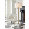 Possini Euro Design Luxe Italian Style Floor Lamp 64" Tall Gold Metal White Linen Drum Shade for Living Room Reading House Bedroom Office - 2 of 4
