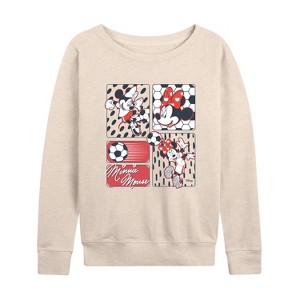 Women's - Disney - Minnie Soccer Lightweight French Terry Wide Neck Long Sleeve Shirt - 1 of 4