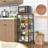 Kitchen Storage Cart with 5 - Tier Baskets, Wood Top, Rolling Snack Cart, Metal Black, Easy to Move, Durable Storage Solution - 2 of 4