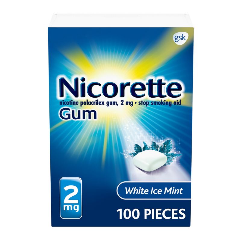 Nicorette 2mg Stop Smoking Aid Gum - White Ice Mint, 1 of 12