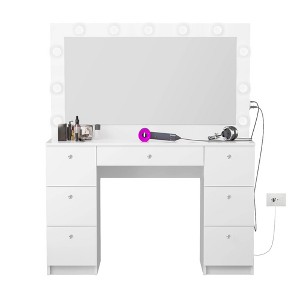 Boahaus Juliana Lighted Makeup Vanity with 7 Drawers USB Ports and Power Outlet - 1 of 4