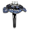 Slickblue Floral CZ Ring for Women – Blue Petal Design with 8mm Clear Center Stone – IP Light Black Finish – 5 to 10 - 4 of 4