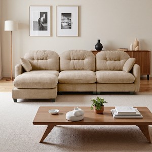 107" Chenille L-Shaped Modular Sectional Sofa with Ottoman - 1 of 4