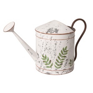Transpac Metal 22.75" White Spring Rustic Greenery Watering Can - 1 of 2