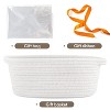 Itopfox Small Woven Gift Basket with Ribbon, Durable Storage Organizer for Baby Toys, Home Decor, and Office Supplies, Handles Included, White - 3 of 4