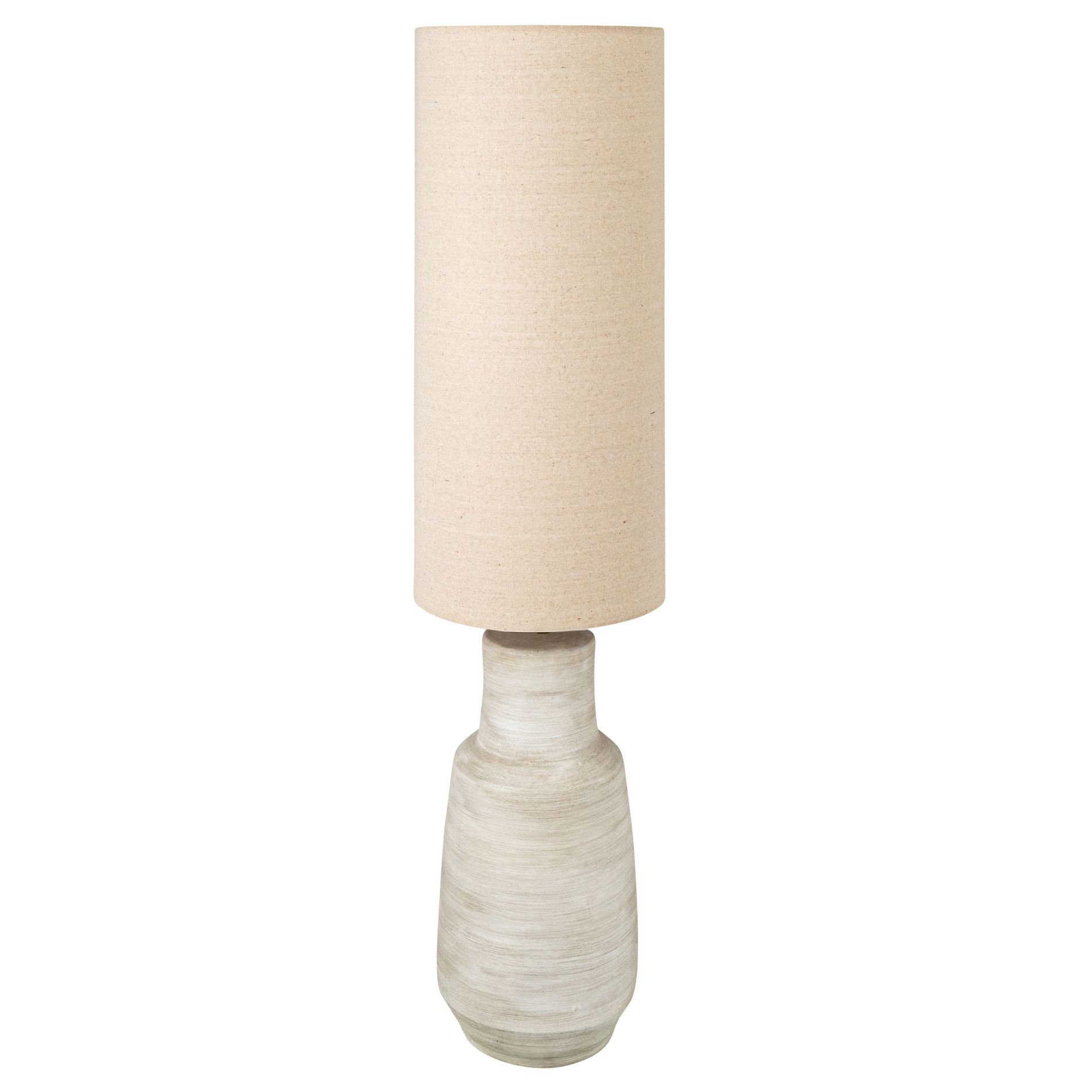 Storied Home Ceramic Floor Lamp with Linen Shade, Sand Color