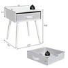 Costway Mid-Century Nightstand End Accent Bedside Table W/ Fabric Drawer Rustic White - 4 of 4