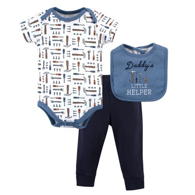 Little Treasure Baby Boy Bodysuit, Pant and Bib, Daddys Helper