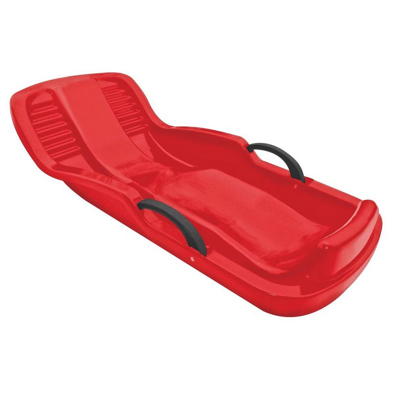 Flexible Flyer Winter Heat Plastic Snow Sled, 1 Person Winter Toy Toboggan with Steering and Brakes for Kids and Adults, Ages 4 and Up, Red, 1 of 7