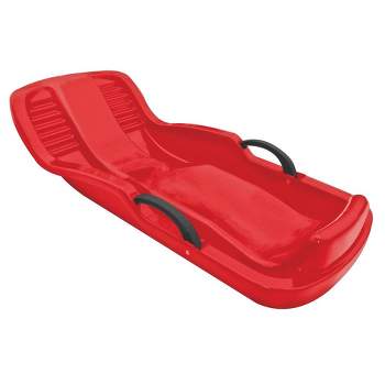 Flexible Flyer Winter Heat Plastic Snow Sled, 1 Person Winter Toy Toboggan with Steering and Brakes for Kids and Adults, Ages 4 and Up, Red