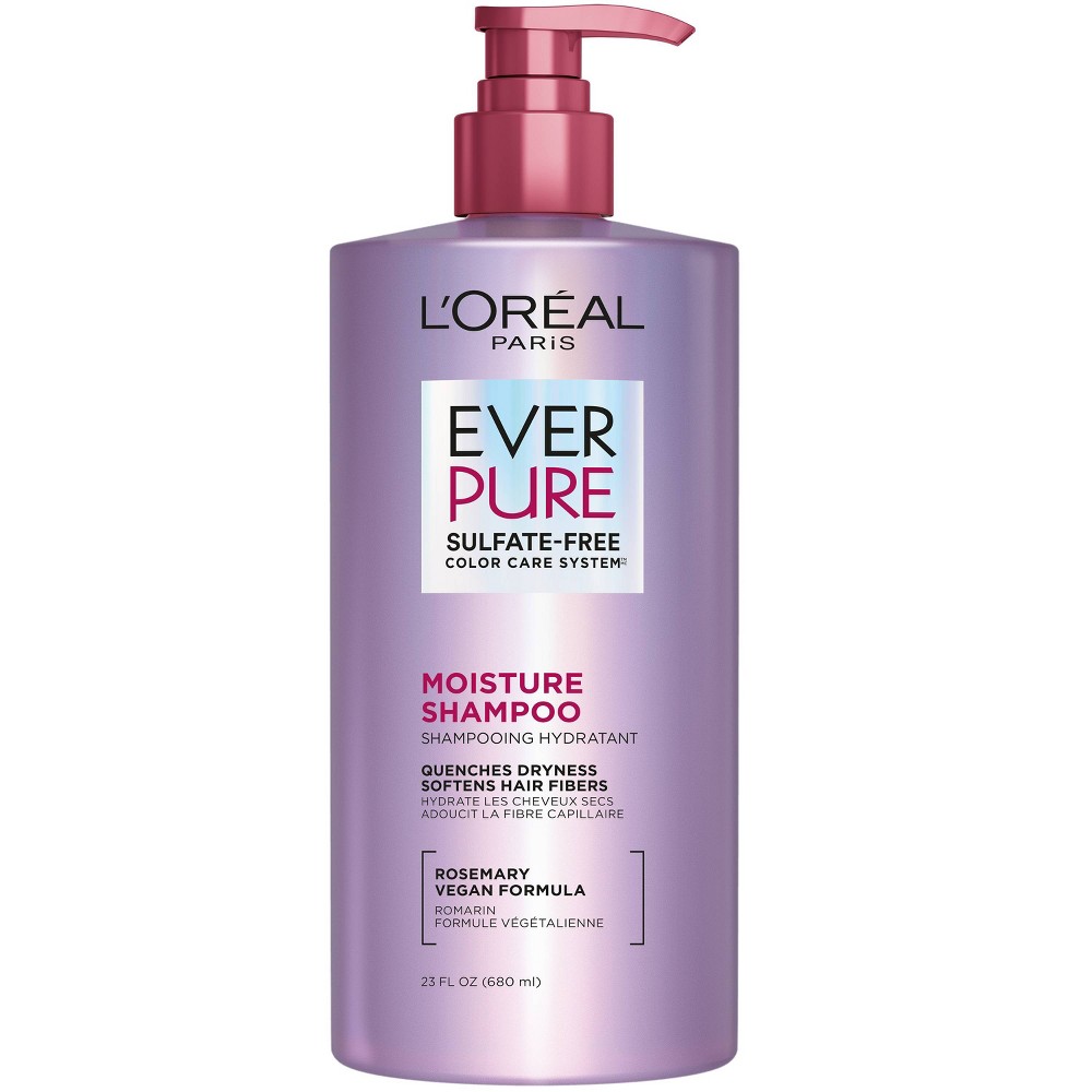 Photos - Hair Product LOreal L'Oreal Paris EverPure Moisture Rosemary Oil Shampoo for Dry Hair - 23 fl 