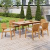Christopher Knight Home Ahri Farmhouse 7 Piece Patio Acacia Wood Dining Set with Cushions - 2 of 4