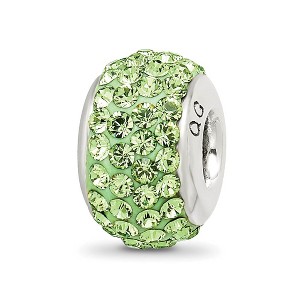 Black Bow Jewelry Sterling Silver with Light Green Crystals August Birthstone Bead Charm - 1 of 4