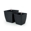 Okak 2 Pack Self-Watering Planter 12.6/10.3 Inch Cube Weather-Resistant Wicker Finish Pot for Patio, Garden, Indoor Plants - 2 of 4