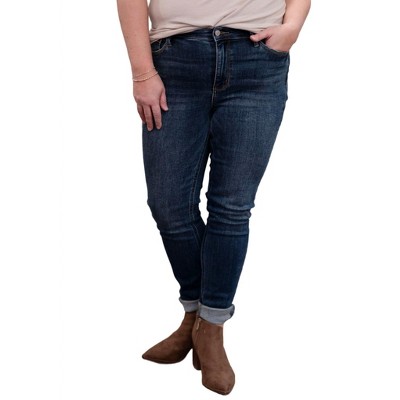 Women's Mid Rise Vintage Raw Hem Skinny Jean - Judy Blue