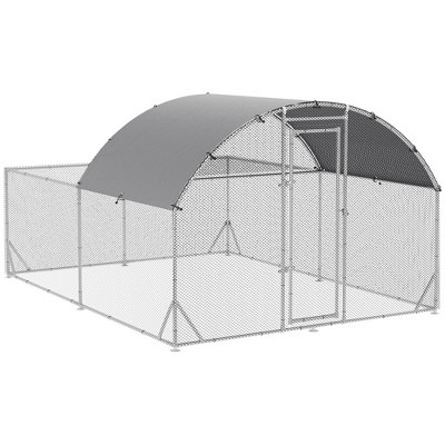 PawHut Large Metal Chicken Coop, Walk-In Chicken Coop Run, Big Chicken House Chicken Cage Outdoor Chicken Coop