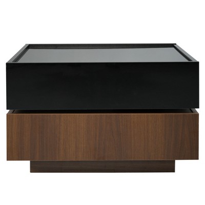 YOOCOZZ 360° Rotating Coffee Table with Drawers and Swivel Tabletop- Black