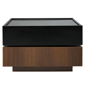 YOOCOZZ 360° Rotating Coffee Table with Drawers and Swivel Tabletop- Black - 1 of 4
