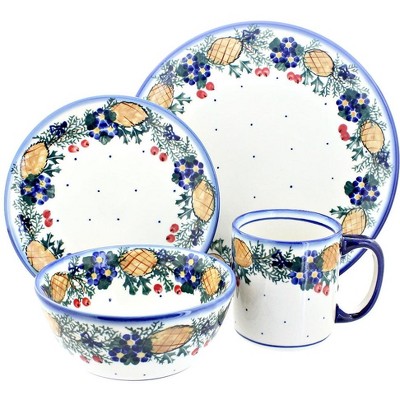 Blue Rose Polish Pottery Pinecone 4 Piece Place Setting - Service For 1 ...