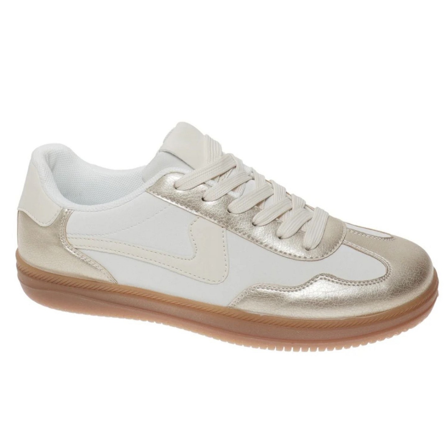 Женские кроссовки Outwoods Giana 5 Gum Sole Lace Up Fashion Sneakers- Gold (8), цвет: Золотой — фото 1