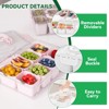 YIGII-split tray with lid and handle, 8 compartments, snack box container, cooked food organizer, candy, nut, fruit, snack box, 2 packs,Pink - 2 of 4