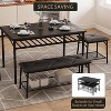 4-Piece Compact Kitchen Dining Table Set for 4,Upholstered Bench+2 Stools with Storage Shelf–Metal Frame Wood Tabletop - 4 of 4