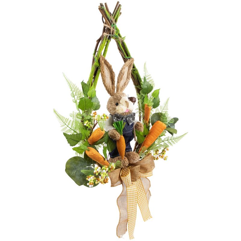 Northlight Farmer Bunny Moss Vines Teardrop Easter Wreath - 22" - Green and Orange - Unlit, 5 of 11