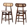 Baxton Studio 2pc Tarana Fabric and Wood Counter Height Barstools: Mid-Century Design, Footrest, Upholstered Seat - 2 of 4