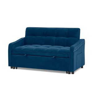 NicBex Loveseat Sofa Modern Comfy Upholstered Sleeper Sofa Bed with Adjustable Back and 2 Arm Pocket & USB Port for Living Room,Blue - 1 of 4