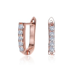 Guili 13mm U-Shaped Hoop Earrings with Clear Cubic Zirconia, Stylish Design, Available in White, Gold, and Rose Gold - Perfect for Any Occasion - 1 of 3