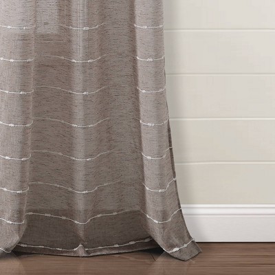 Farmhouse Brown Sheer Polyester Grommet Window Curtain Panels
