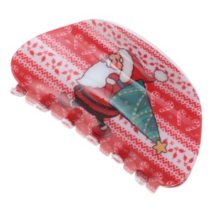 Unique Bargains Christmas Hair Clips Semicircle Elder for Christmas 3.35"x1.77"x1.77" Red Green 1 Pc - 1 of 4