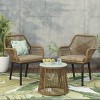 3-Piece Outdoor Wicker Patio Conversation Set, Rattan Finish with Cushioned Chairs and Glass-Top Side Table-The Pop Home - 2 of 4