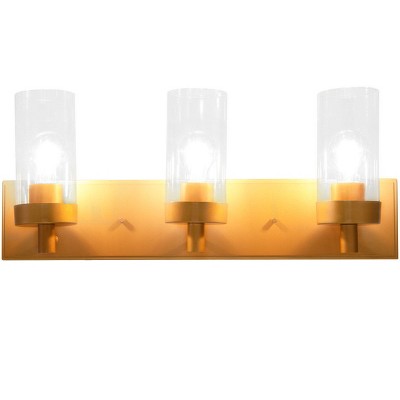 Costway 3-Light Vanity Lamp Gold Finish Clear Glass Shade Bathroom Fixture UL Listed