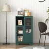 Lirago Green MDF Display Cabinet with Glass Doors & Drawer Multi-Functional Organizer for Bedroom/Living Room 25.6"D * 11.8"W * 39.4"H - 2 of 4
