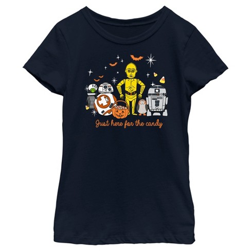 Girl's Star Halloween Here For Treat Friends T-shirt :