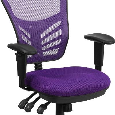 Mid-Back Purple Mesh Executive Swivel Office Chair with Adjustable Arms