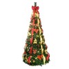 Whisen Pop-Up Pre-Lit Christmas Tree with Warm White UL Lights, Gold and Red Ornaments, Fully Decorated - Green - 4 of 4