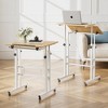 VECELO Standing Desk Adjustable Height, Computer Workstations with Tiltable Tabletop & Lockable Wheels, Portable Rolling Laptop Desk for Office, Brown - 4 of 4
