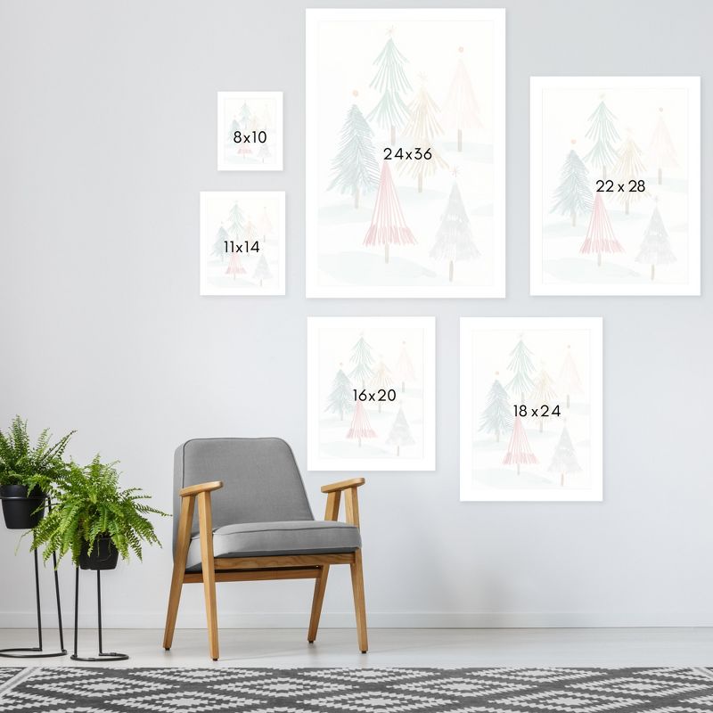 Americanflat Botanical Minimalist Christmas Trees I By Pi Holiday Collection Framed Print Wall Art, 4 of 9