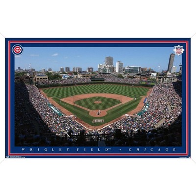 Framed Baseball Chicago Cubs Wrigley Field Baseball Stadium Wall Art F7537A