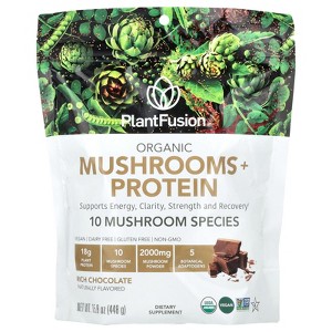 PlantFusion Organic Mushrooms + Protein, Rich Chocolate, 15.8 oz (448 g) - 1 of 3